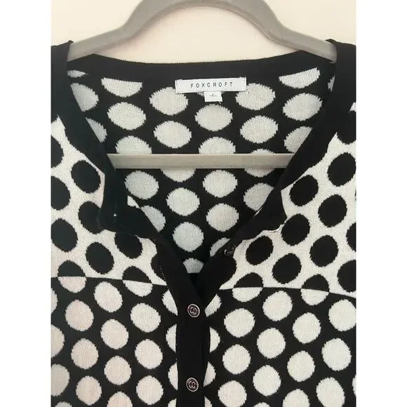 Foxcroft Polka Dot Cardigan Black and White - Picture 2 of 5